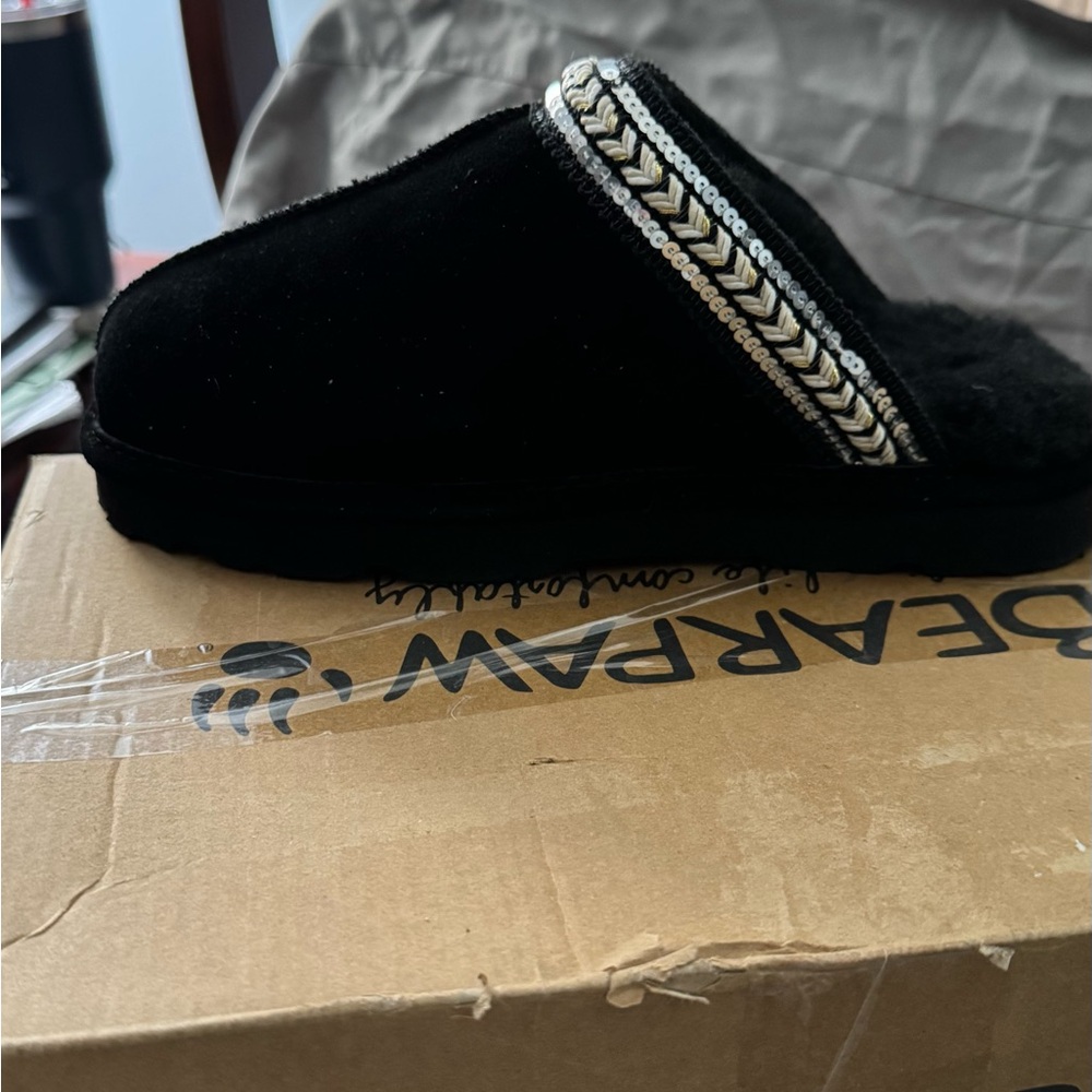 BEARPAW Black Soft with Siver Sequin Embellished Trim - Picture 4 of 10